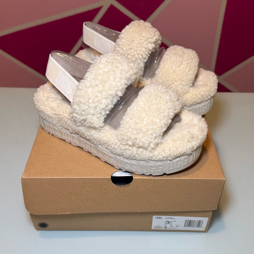 UGG Oh Fluffita Women Platform Slides - White